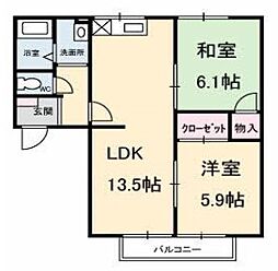 イーストパークサカモトA 2LDKの間取図画像