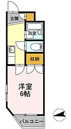 平成第2ビル 1Kの間取図画像