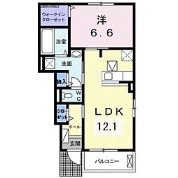 グランローゼ加屋1 1LDKの間取図画像