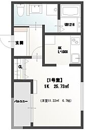 reve南本庄 1Kの間取図画像