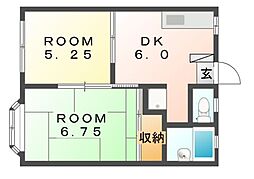 エルハイムA 2DKの間取図画像