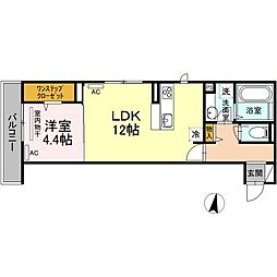 アンシャンテ 1LDKの間取図画像