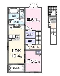 ラ・ヴィータ A 2LDKの間取図画像