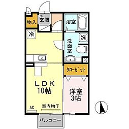 モナリエYuki 1LDKの間取図画像
