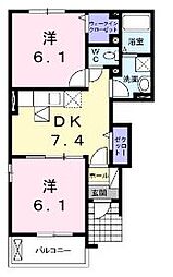 フォーシーズンズ 2DKの間取図画像