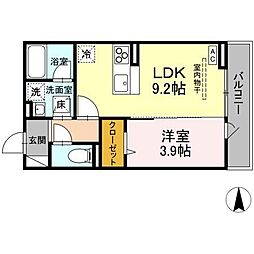 D-room東深津 1LDKの間取図画像