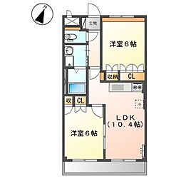 サンパレス 2LDKの間取図画像