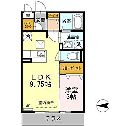セジュールオッツ南蔵王 1LDKの間取図画像