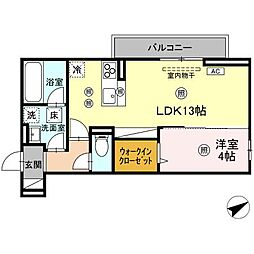 VIE ORNER(ビオルネ)東深津 1LDKの間取図画像