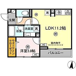 福山市南蔵王町1丁目アパート 1LDKの間取図画像
