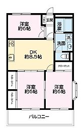 サンオーレ川口 2LDKの間取図画像