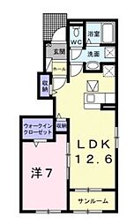 ジラソーレ御幸B 1LDKの間取図画像