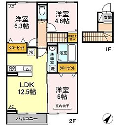 メルベージュ 3LDKの間取図画像