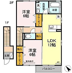 コンフォート東川口B 2LDKの間取図画像
