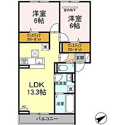 グランツ 2LDKの間取図画像
