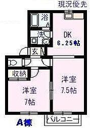 ブルーエンジェルA 2DKの間取図画像