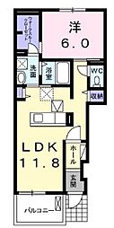 ラ・フレーズ1 1LDKの間取図画像