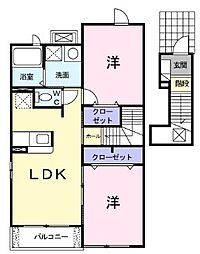 ヴェルドミール 2LDKの間取図画像