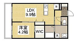 クロアゾン沖野上 1LDKの間取図画像