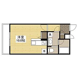 フジキコーポ1L ワンルームの間取図画像