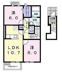 アトラスメゾンB 2LDKの間取図画像