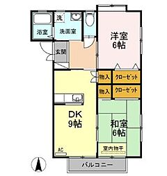 ラフィーネC 2DKの間取図画像
