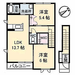 ロイヤルオークスA 2LDKの間取図画像