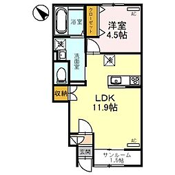 カルムコートA 1SLDKの間取図画像