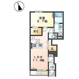 メゾンロゼオF 1LDKの間取図画像