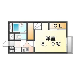 レオパレスエスポアール1番館 1Kの間取図画像