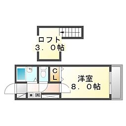 レオパレス沖野上PART2ミヤマ 1Kの間取図画像