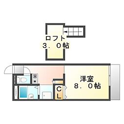 レオパレスYUKARI 1Kの間取図画像