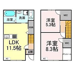 福山市松永町4丁目アパート 2LDKの間取図画像