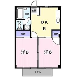 シティハイツ高橋A 2DKの間取図画像