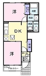トラストコート 2DKの間取図画像