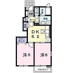 メゾンクレールB 2DKの間取図画像