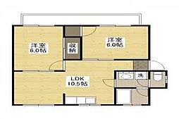 内田コーポ 2LDKの間取図画像