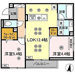 D-residence東深津町3丁目 2LDKの間取図画像