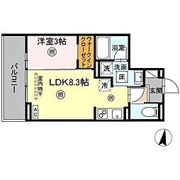 D-residence東深津町3丁目 1LDKの間取図画像