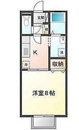 ドゥ・セナクールB 1Kの間取図画像
