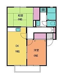 グリーンライフ松浦A 2DKの間取図画像