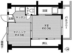 ビレッジハウス大門1 1DKの間取図画像