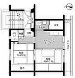 ビレッジハウス能島1号棟 2DKの間取図画像