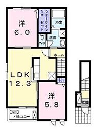 アクティフ笹賀 2LDKの間取図画像