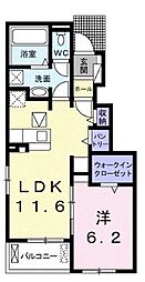 メゾンモンレーヴ1 1LDKの間取図画像