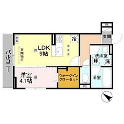トリシアさくら 1LDKの間取図画像