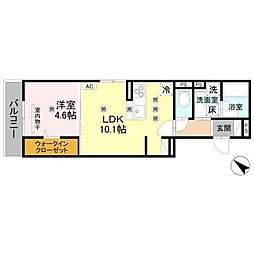 トリシアさくら 1LDKの間取図画像