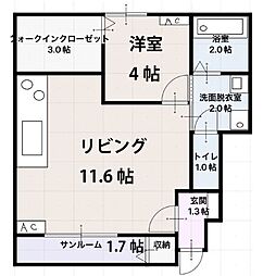 ハイサニーB 1SLDKの間取図画像