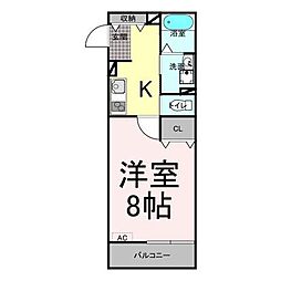 ローレルコート 1Kの間取図画像