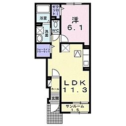 フェリーチェ 1LDKの間取図画像